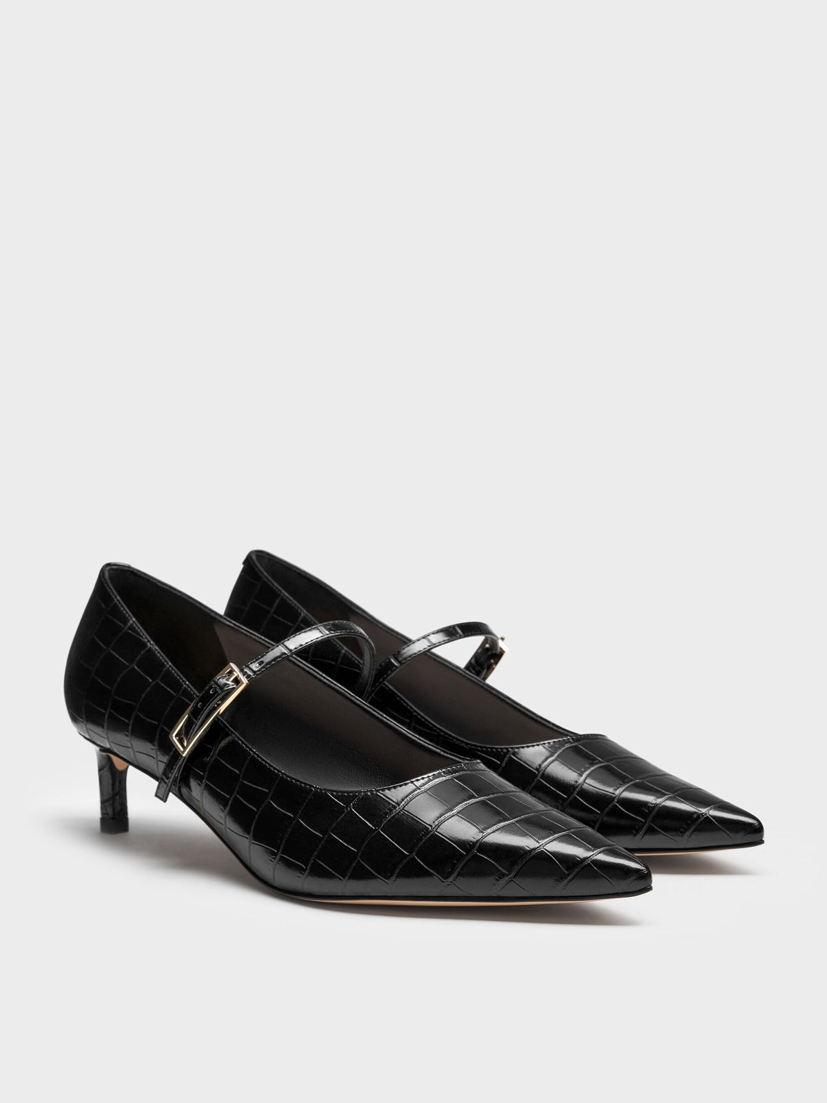 CHARLES & KEITH Great Value | Luciana Croc-Effect Mary Jane Pumps - Animal Print Black