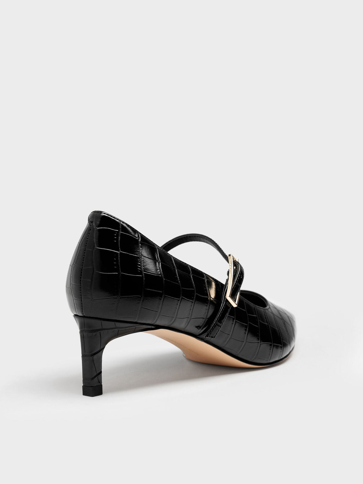 CHARLES & KEITH Great Value | Luciana Croc-Effect Mary Jane Pumps - Animal Print Black
