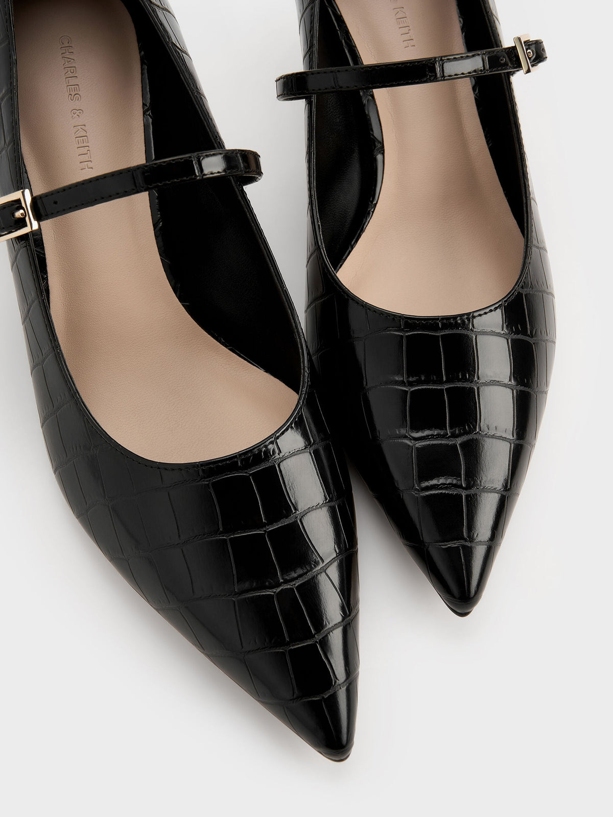 CHARLES & KEITH Great Value | Luciana Croc-Effect Mary Jane Pumps - Animal Print Black