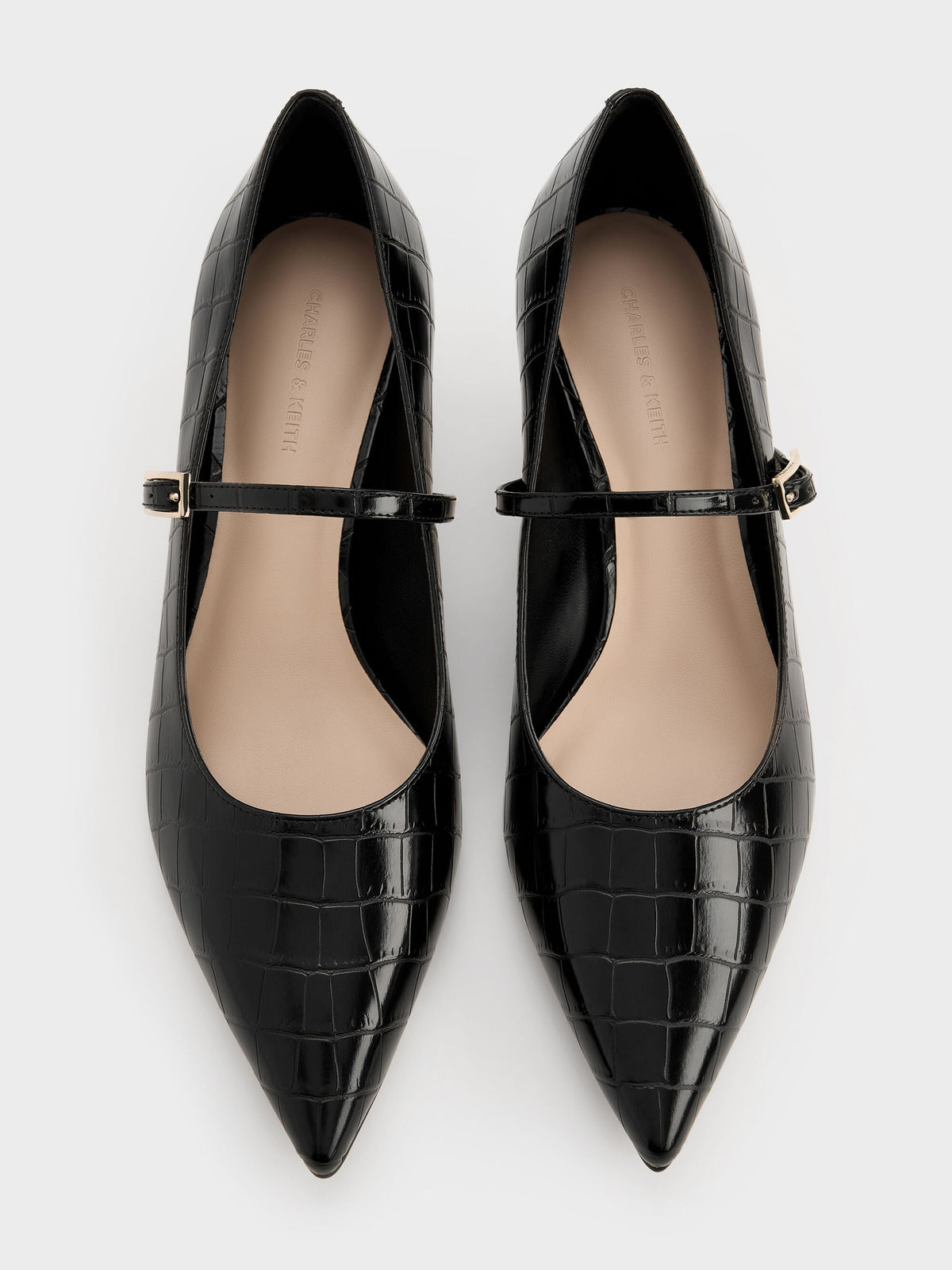 CHARLES & KEITH Great Value | Luciana Croc-Effect Mary Jane Pumps - Animal Print Black