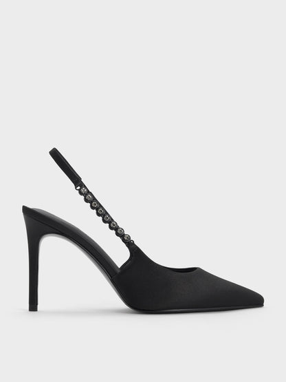 CHARLES & KEITH New | Flores Gem-Strap Slingback Pumps - Black
