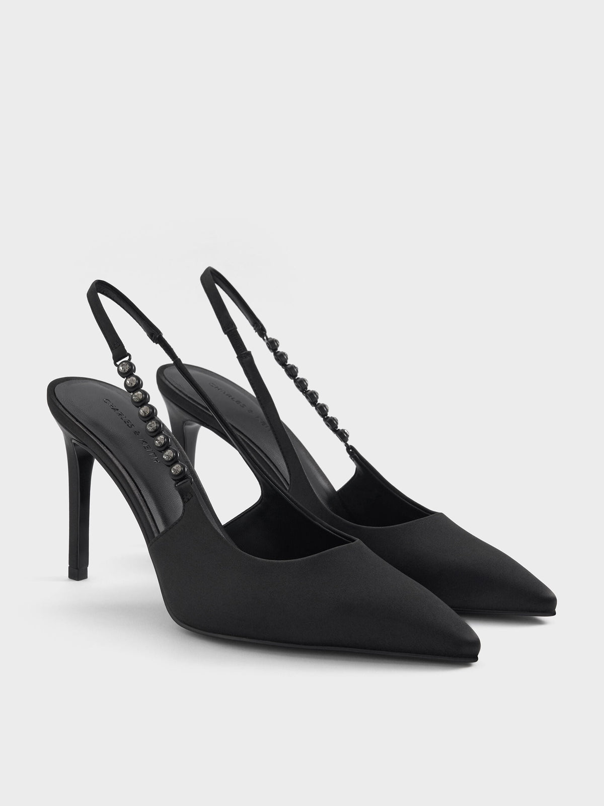 CHARLES & KEITH New | Flores Gem-Strap Slingback Pumps - Black