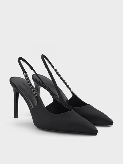 CHARLES & KEITH New | Flores Gem-Strap Slingback Pumps - Black