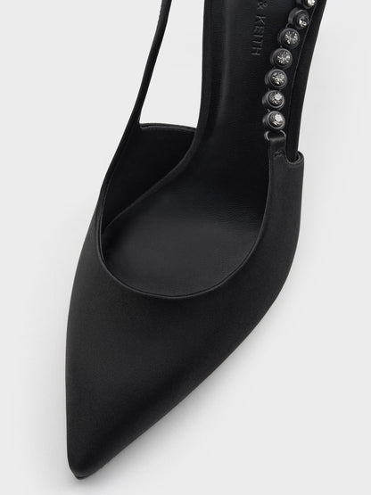 CHARLES & KEITH New | Flores Gem-Strap Slingback Pumps - Black