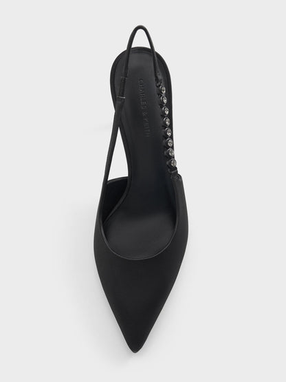 CHARLES & KEITH New | Flores Gem-Strap Slingback Pumps - Black