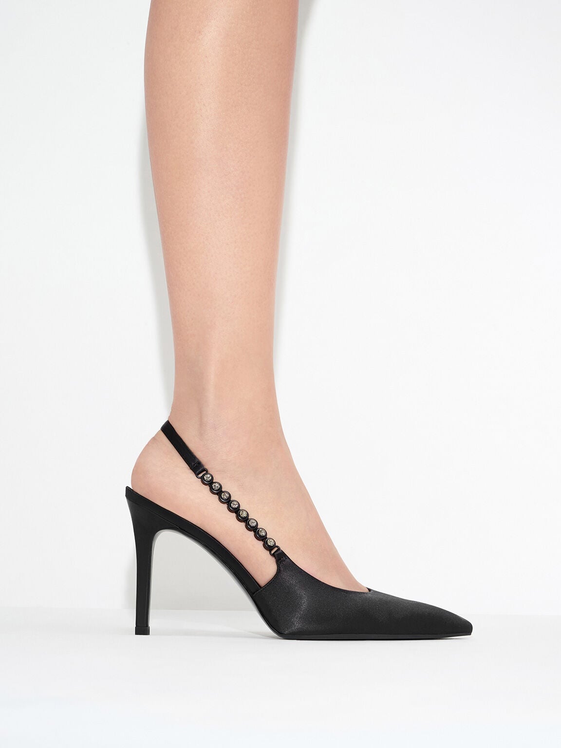 CHARLES & KEITH New | Flores Gem-Strap Slingback Pumps - Black
