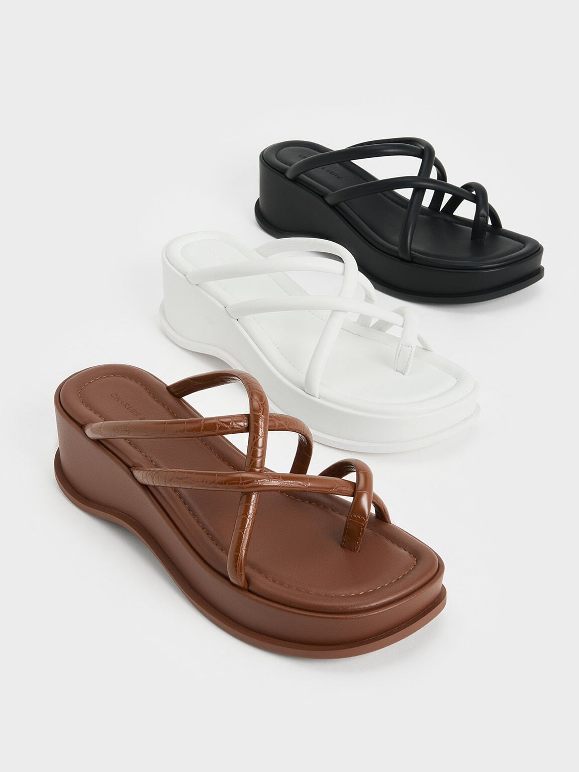 CHARLES & KEITH Featured | Strappy Tubular Wedge Sandals - Black