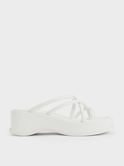 CHARLES & KEITH Value | Strappy Tubular Wedge Sandals - White