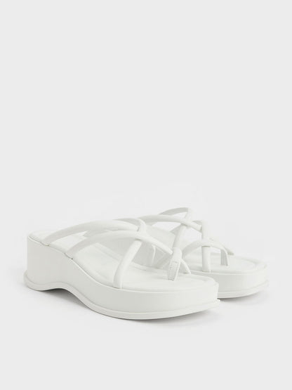 CHARLES & KEITH Value | Strappy Tubular Wedge Sandals - White