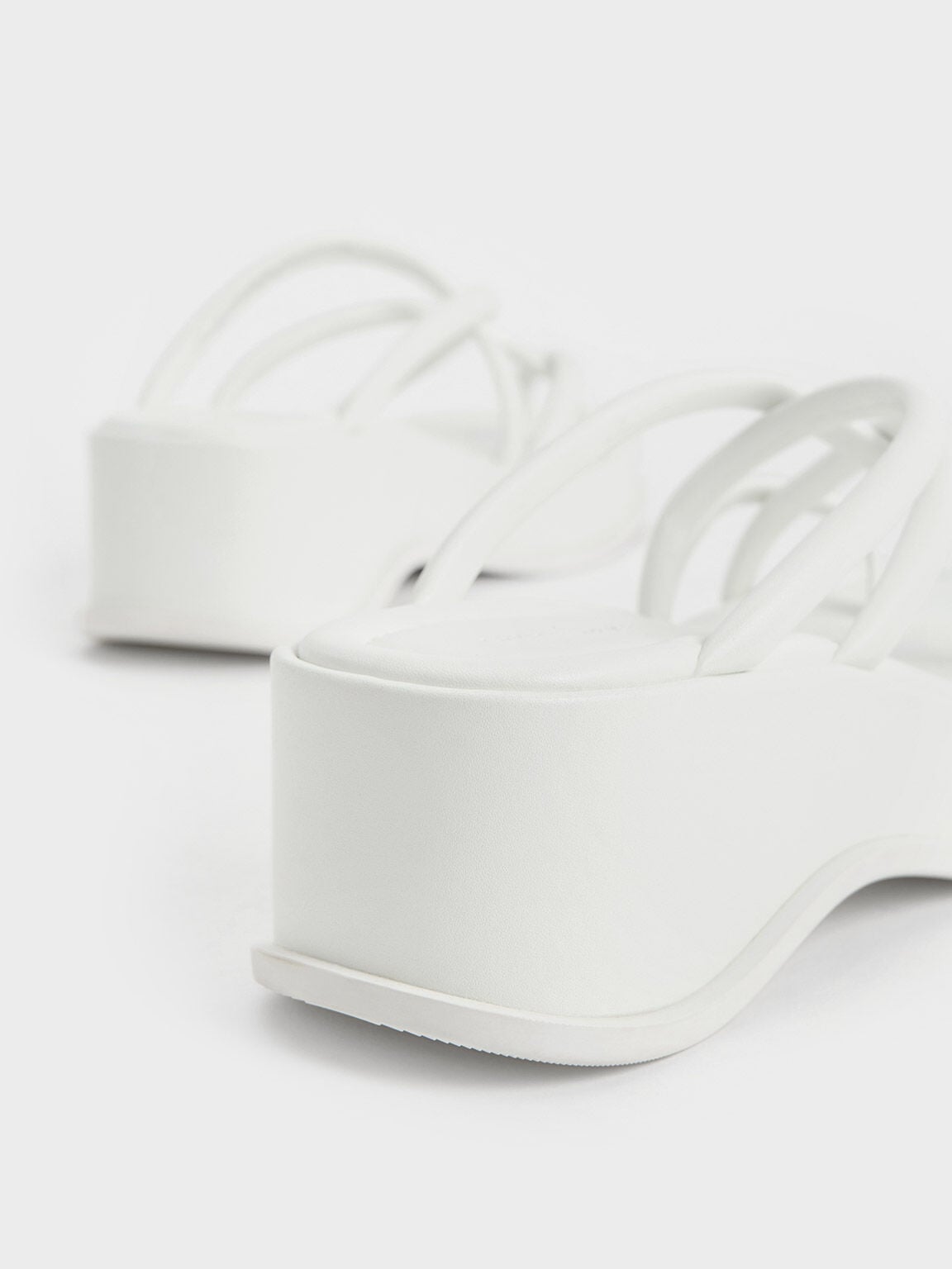 CHARLES & KEITH Value | Strappy Tubular Wedge Sandals - White