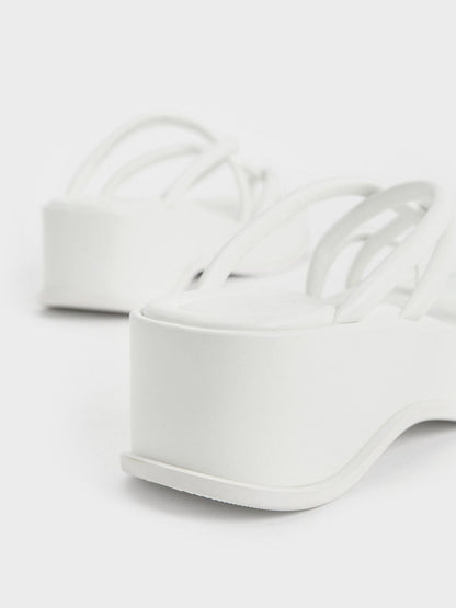 CHARLES & KEITH Value | Strappy Tubular Wedge Sandals - White