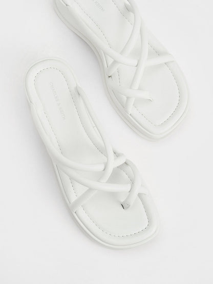 CHARLES & KEITH Value | Strappy Tubular Wedge Sandals - White
