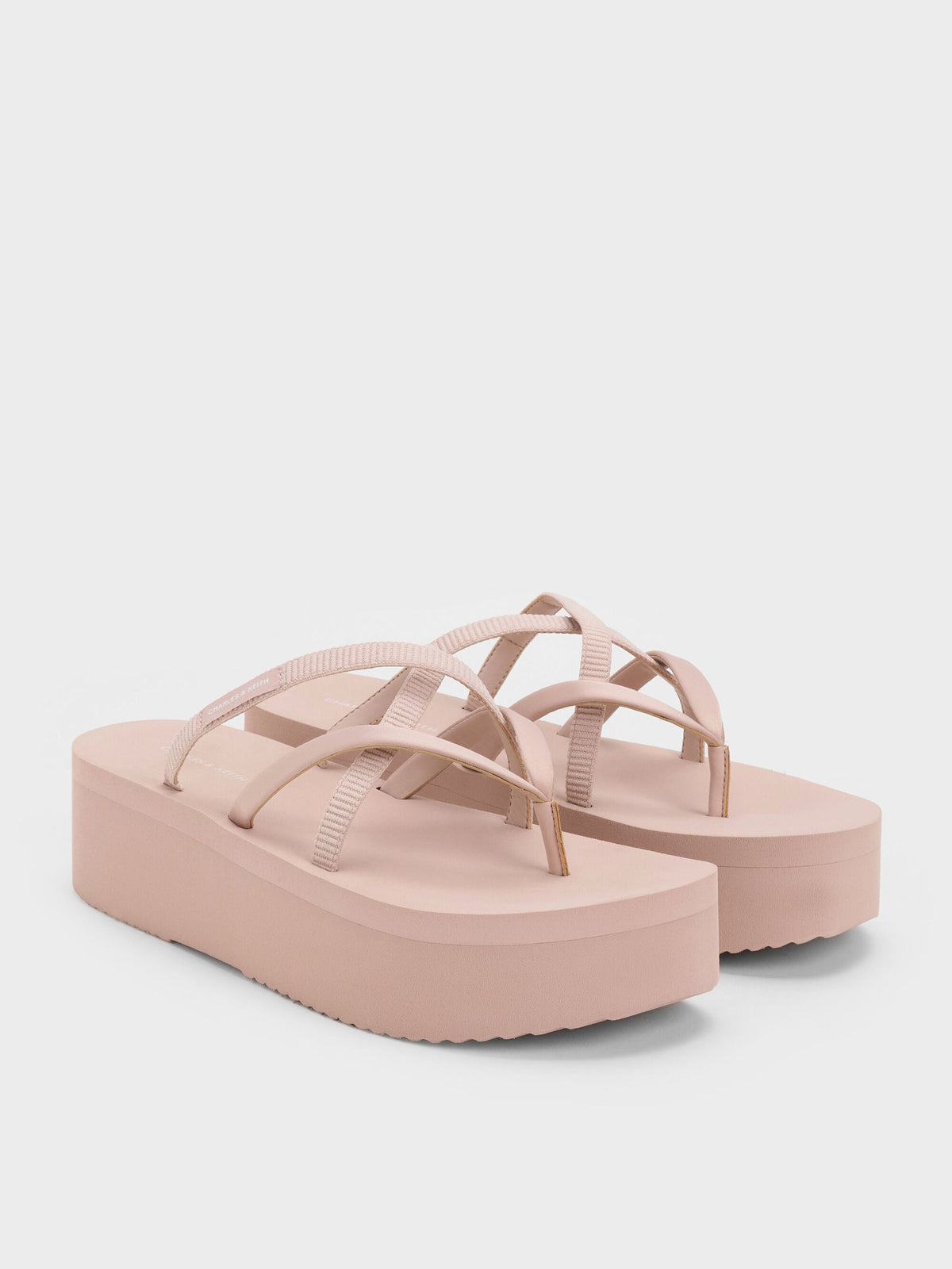 CHARLES & KEITH Deals | Levy Satin Strappy Flatform Sandals - Light Pink