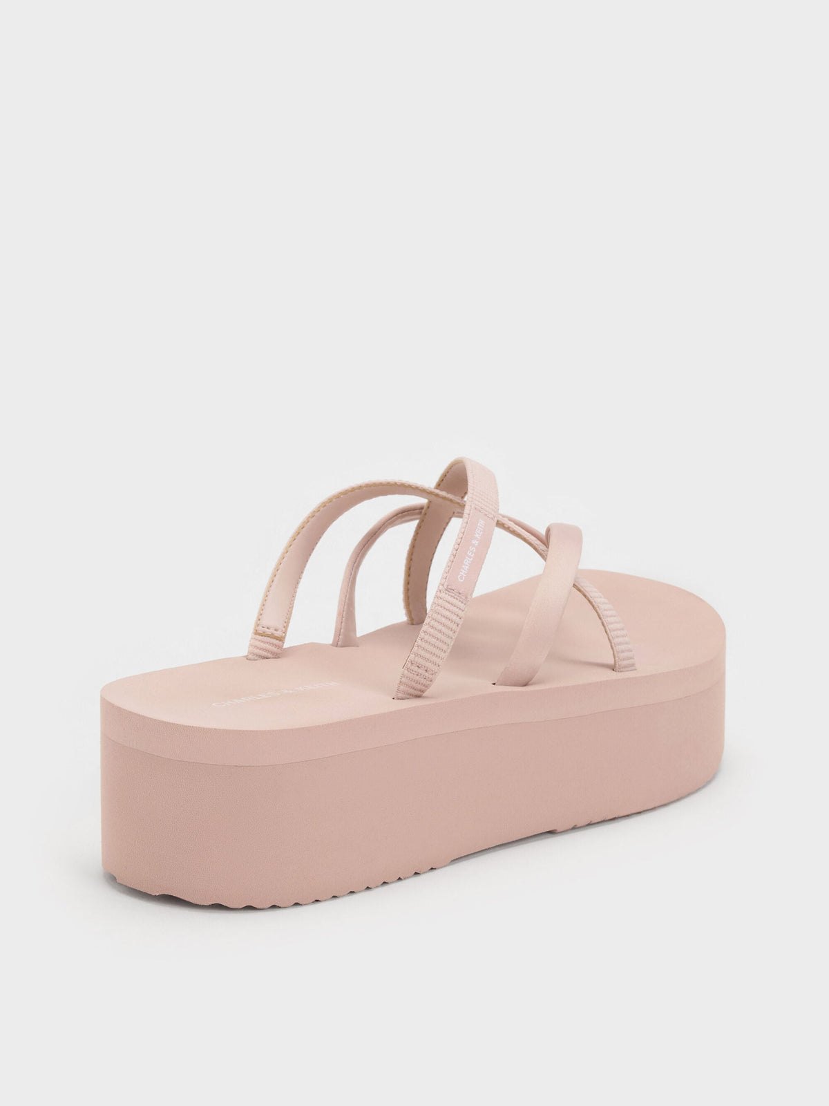 CHARLES & KEITH Deals | Levy Satin Strappy Flatform Sandals - Light Pink