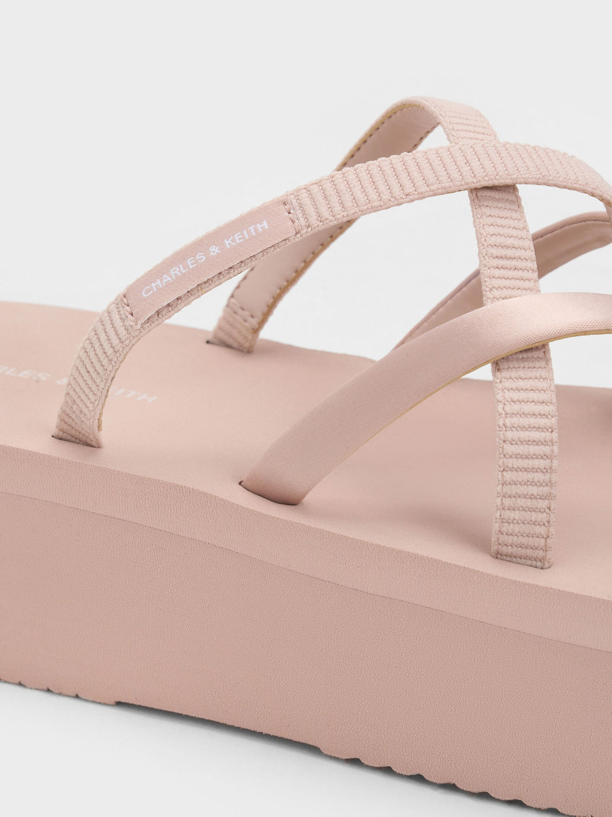 CHARLES & KEITH Deals | Levy Satin Strappy Flatform Sandals - Light Pink