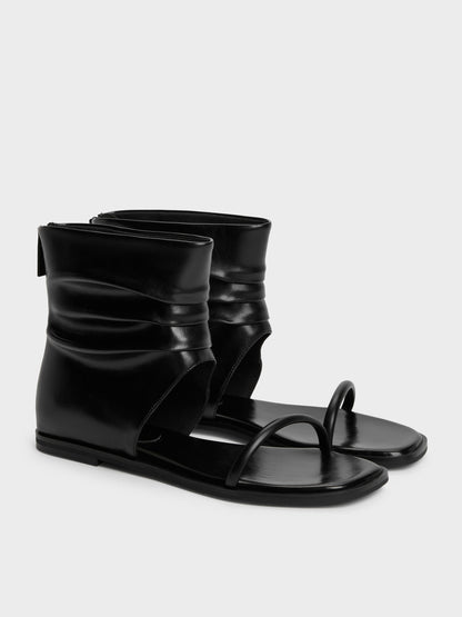 CHARLES & KEITH Value | Joplin Ruched Boot Sandals - Black