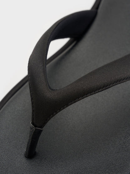CHARLES & KEITH Recommended | Satin Thong Flatform Sandals - Black Textured
