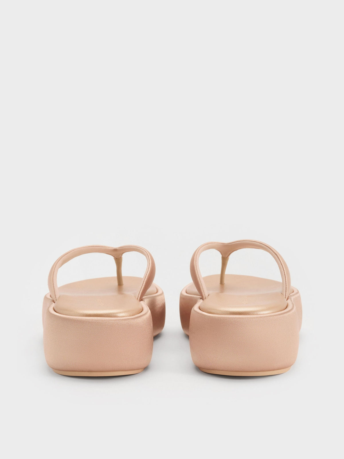 CHARLES & KEITH Classic | Satin Thong Flatform Sandals - Nude