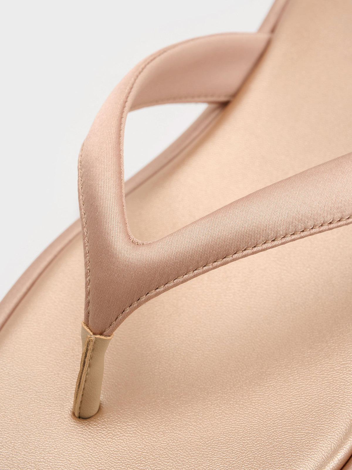 CHARLES & KEITH Classic | Satin Thong Flatform Sandals - Nude