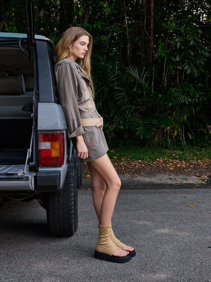 CHARLES & KEITH Special Offer | Laine Faux Suede Platform Boot Sandals - Sand