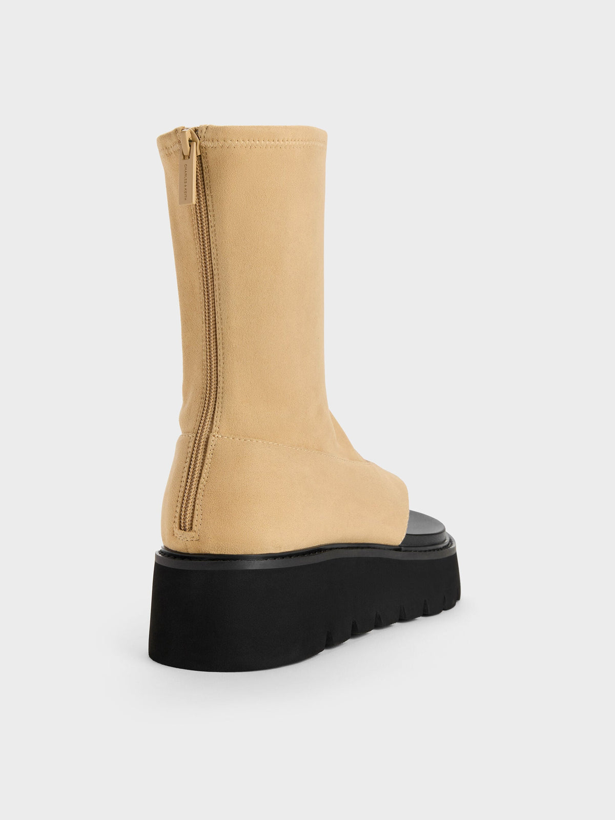 CHARLES & KEITH Special Offer | Laine Faux Suede Platform Boot Sandals - Sand