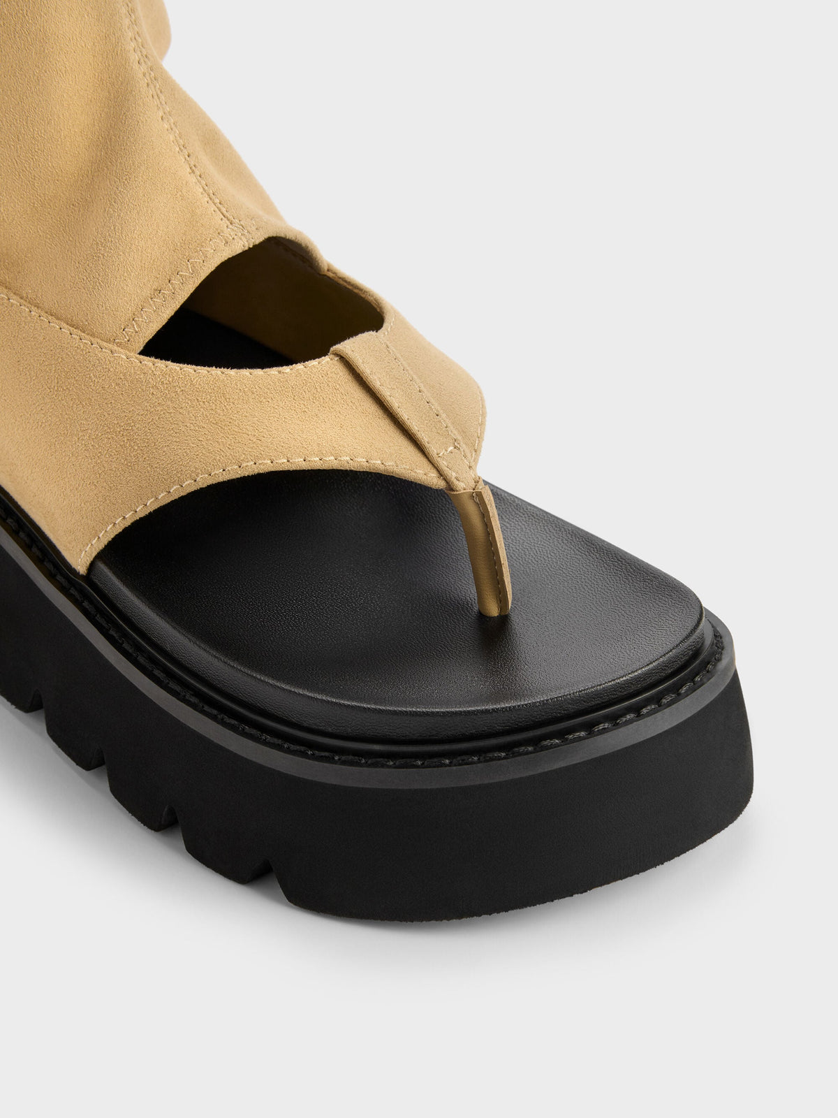 CHARLES & KEITH Special Offer | Laine Faux Suede Platform Boot Sandals - Sand