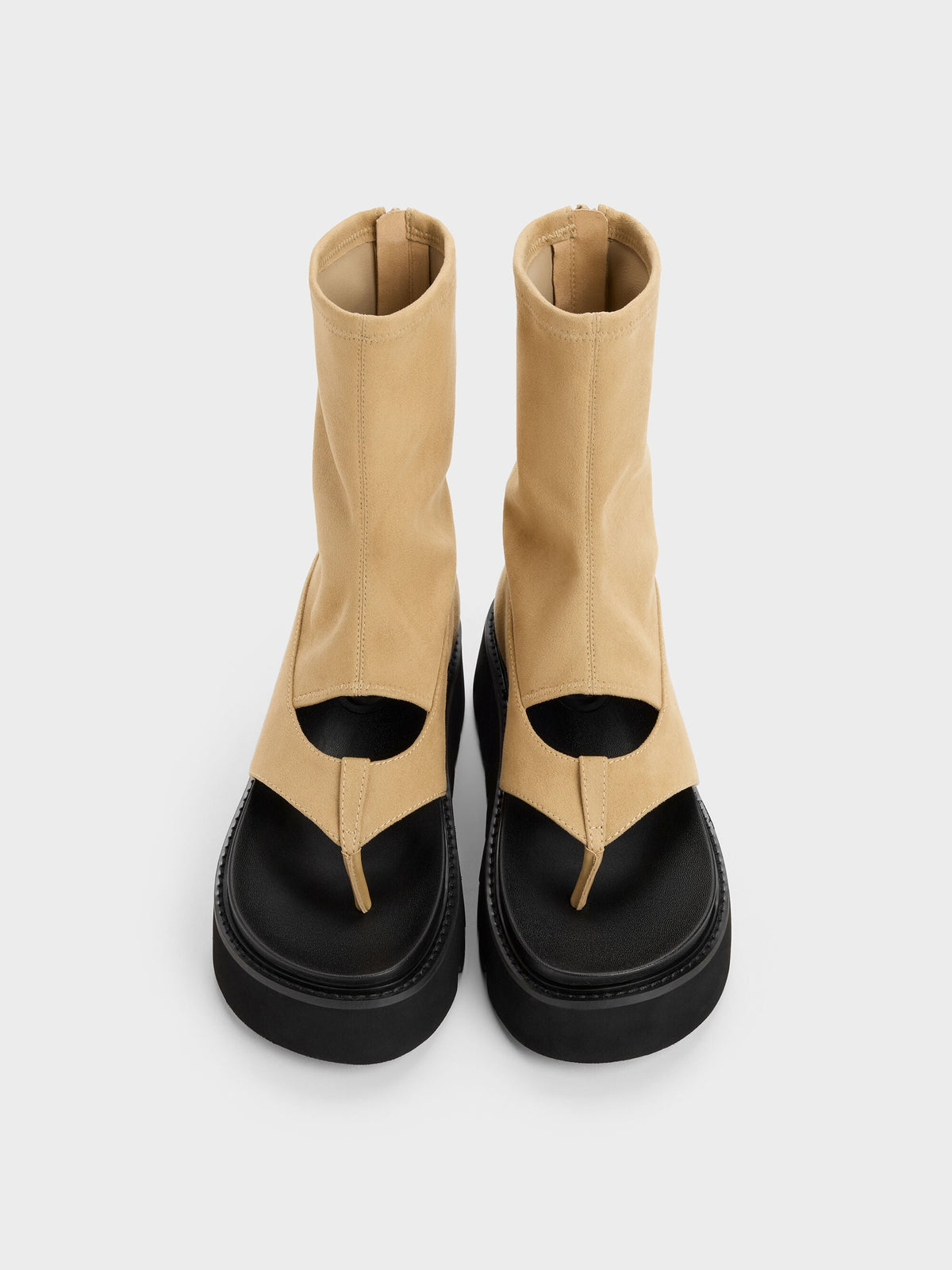 CHARLES & KEITH Special Offer | Laine Faux Suede Platform Boot Sandals - Sand