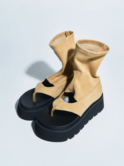 CHARLES & KEITH Special Offer | Laine Faux Suede Platform Boot Sandals - Sand
