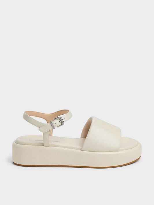 CHARLES & KEITH Trusted | Ankle-Strap Flatform Sandals - Chalk