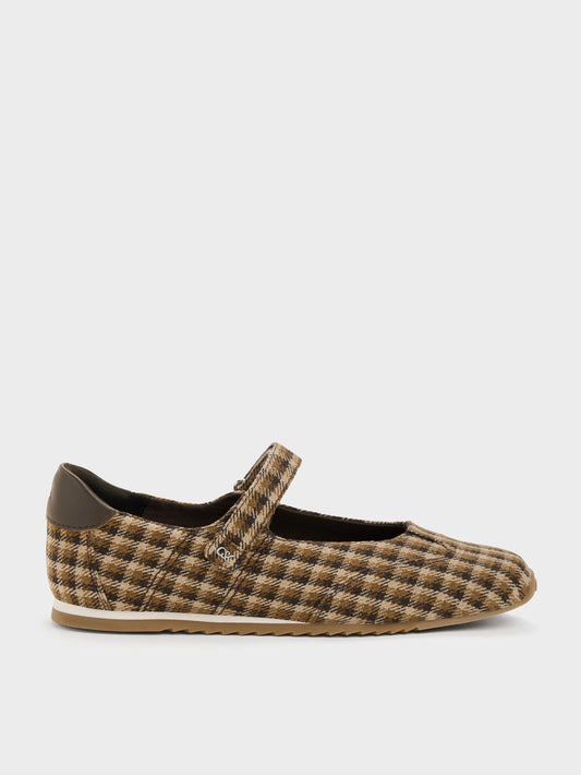 CHARLES & KEITH New | Jace Leather Checkered Mary Jane Sneakers - Multi