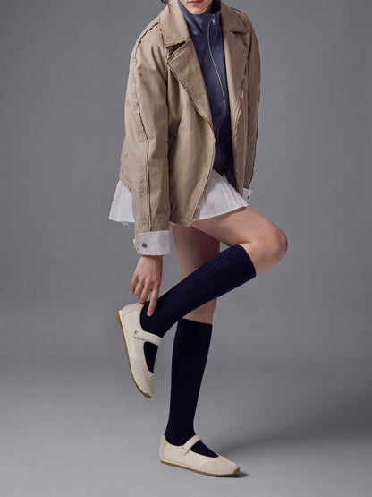 CHARLES & KEITH Quality | Jace Leather & Suede Mary Jane Sneakers - Chalk