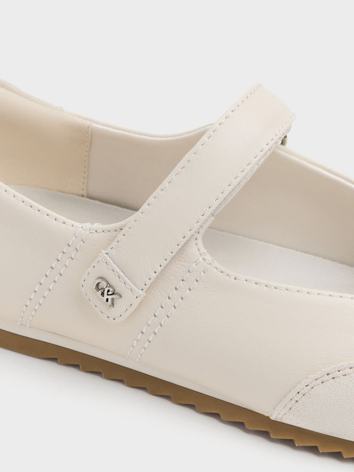 CHARLES & KEITH Quality | Jace Leather & Suede Mary Jane Sneakers - Chalk