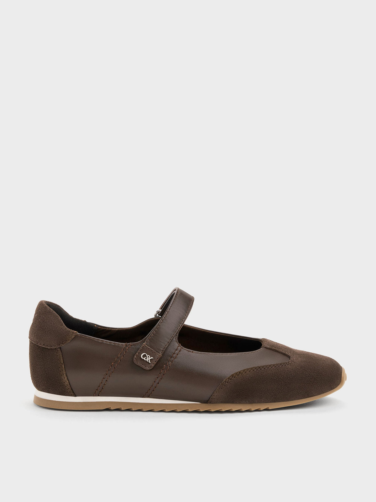 CHARLES & KEITH Exclusive | Jace Leather & Suede Mary Jane Sneakers - Dark Brown