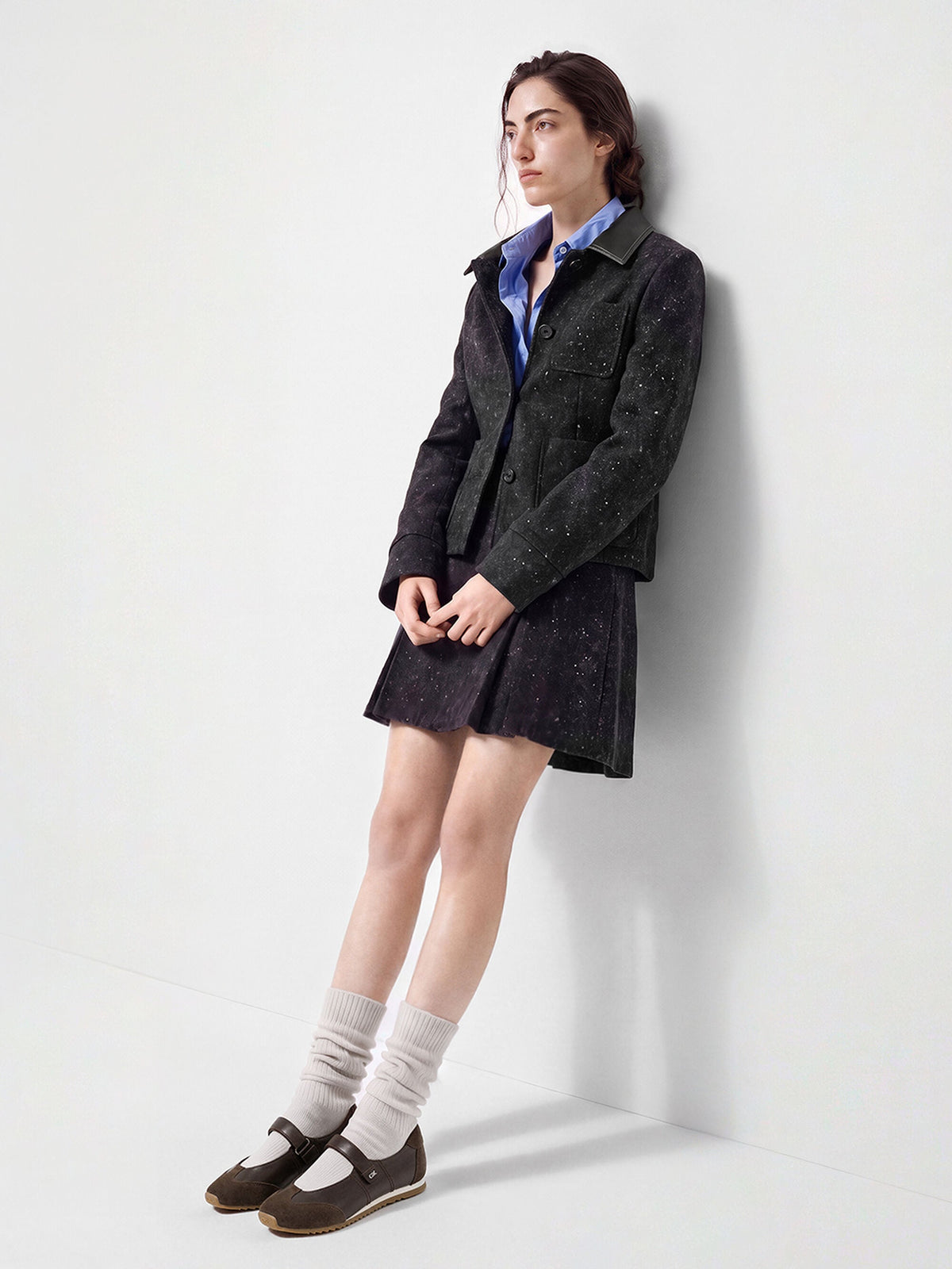 CHARLES & KEITH Exclusive | Jace Leather & Suede Mary Jane Sneakers - Dark Brown