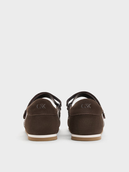 CHARLES & KEITH Exclusive | Jace Leather & Suede Mary Jane Sneakers - Dark Brown