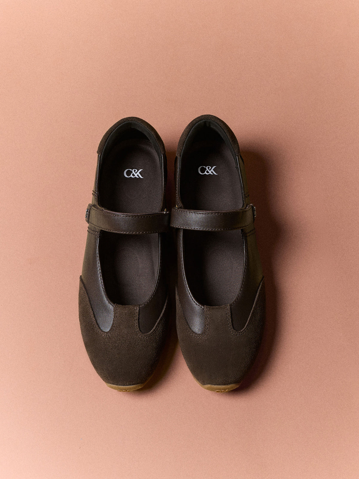 CHARLES & KEITH Exclusive | Jace Leather & Suede Mary Jane Sneakers - Dark Brown