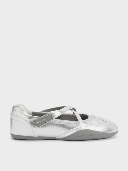 CHARLES & KEITH Customer Favorite | Mika Crossover Mary Jane Sneakers - Silver