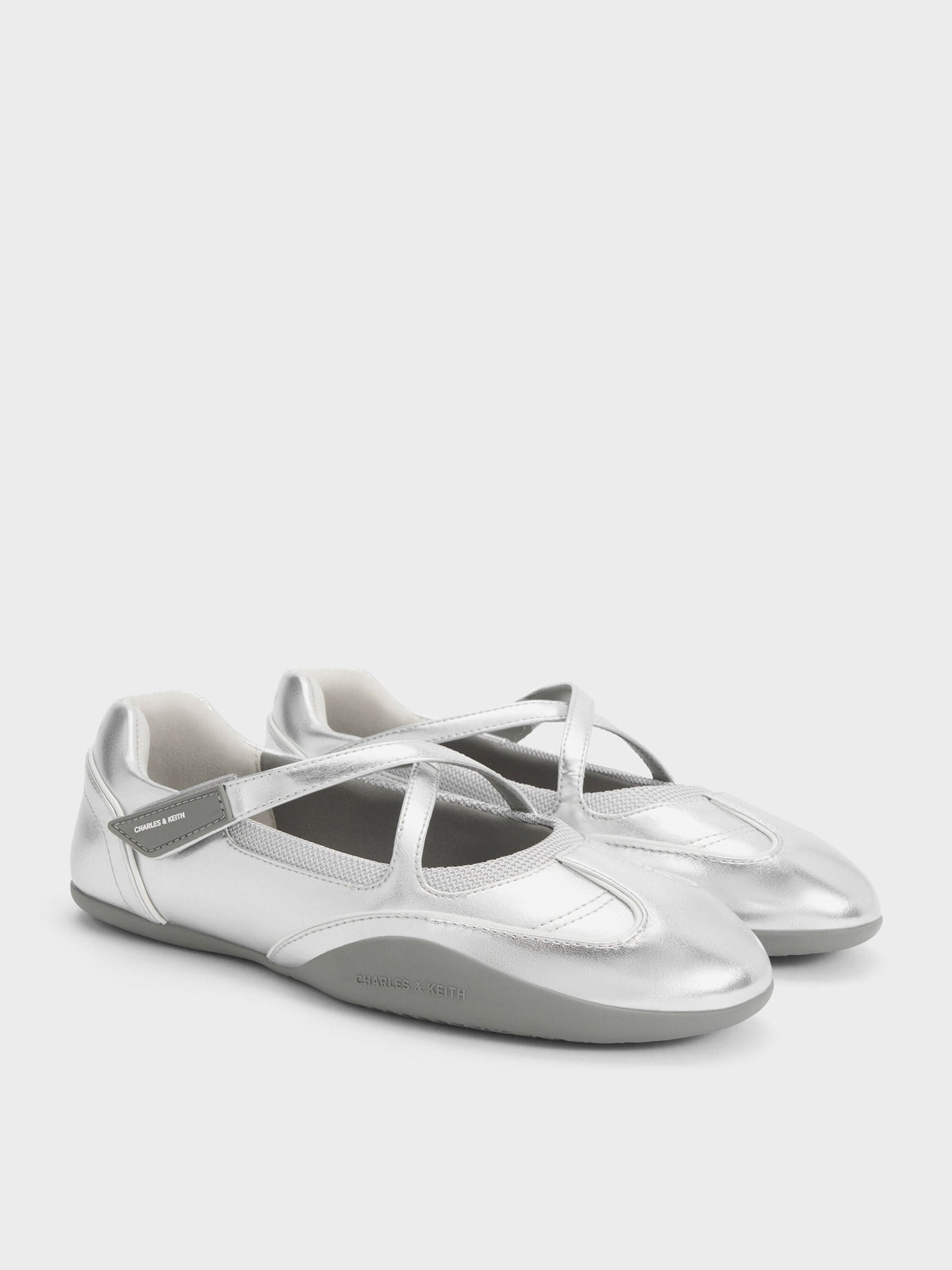 CHARLES & KEITH Customer Favorite | Mika Crossover Mary Jane Sneakers - Silver
