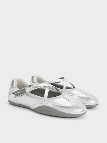 CHARLES & KEITH Customer Favorite | Mika Crossover Mary Jane Sneakers - Silver