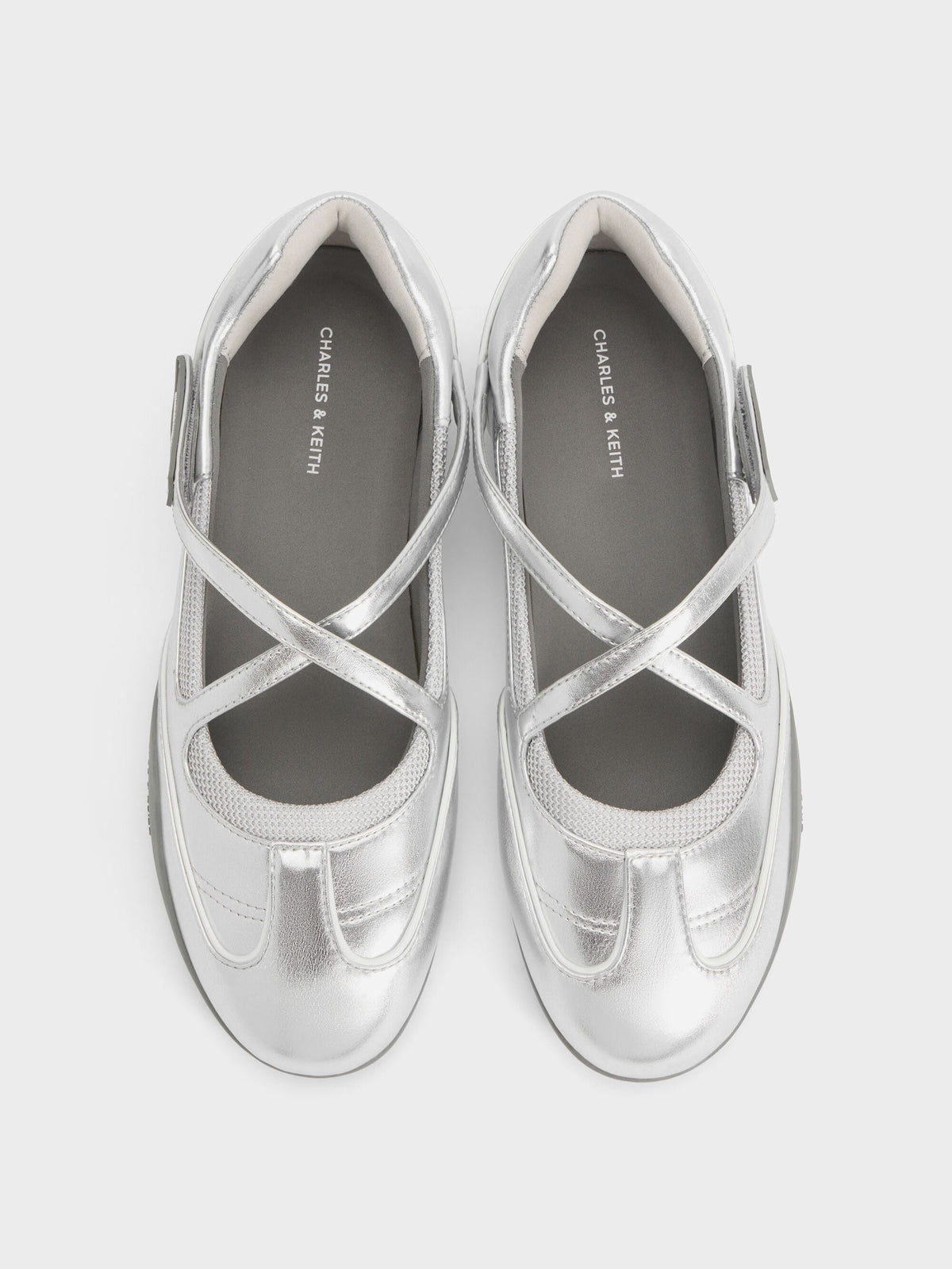 CHARLES & KEITH Customer Favorite | Mika Crossover Mary Jane Sneakers - Silver
