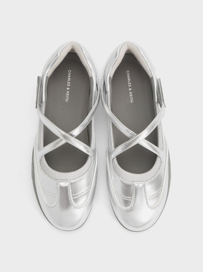 CHARLES & KEITH Customer Favorite | Mika Crossover Mary Jane Sneakers - Silver