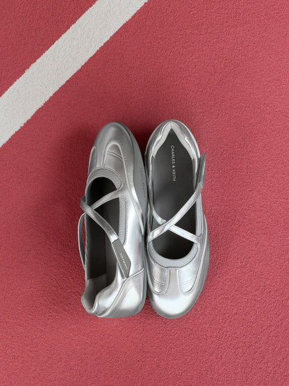 CHARLES & KEITH Customer Favorite | Mika Crossover Mary Jane Sneakers - Silver
