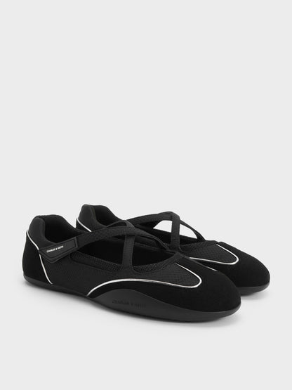 CHARLES & KEITH Smart Buy | Mika Crossover Mary Jane Sneakers - Black Textured