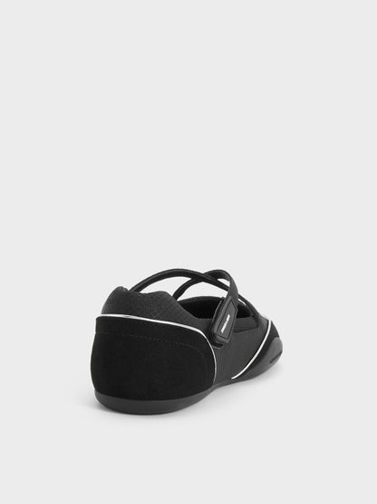 CHARLES & KEITH Smart Buy | Mika Crossover Mary Jane Sneakers - Black Textured