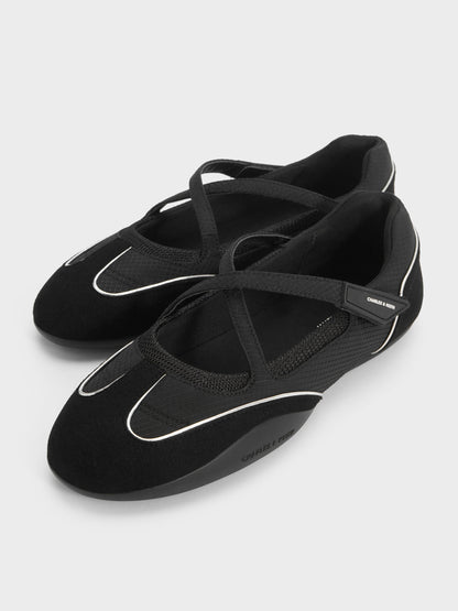 CHARLES & KEITH Smart Buy | Mika Crossover Mary Jane Sneakers - Black Textured