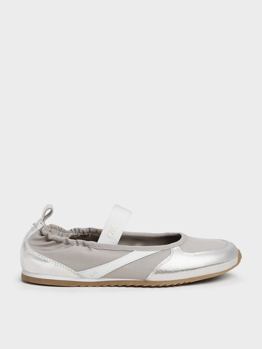 CHARLES & KEITH Latest | Jace Metallic Leather Mary Jane Sneakers - Silver