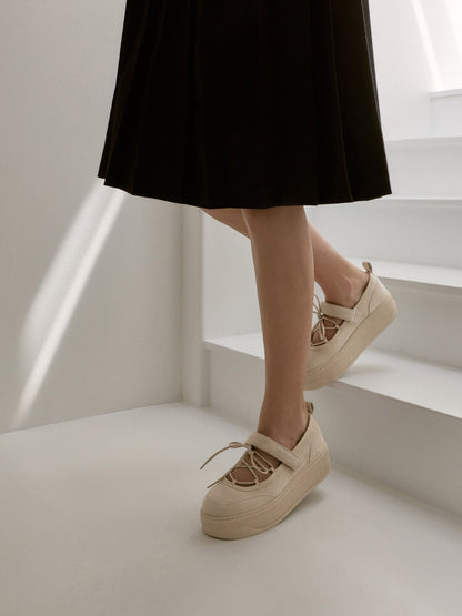 CHARLES & KEITH Sale | Faux Suede Mary Jane Platform Sneakers - Beige