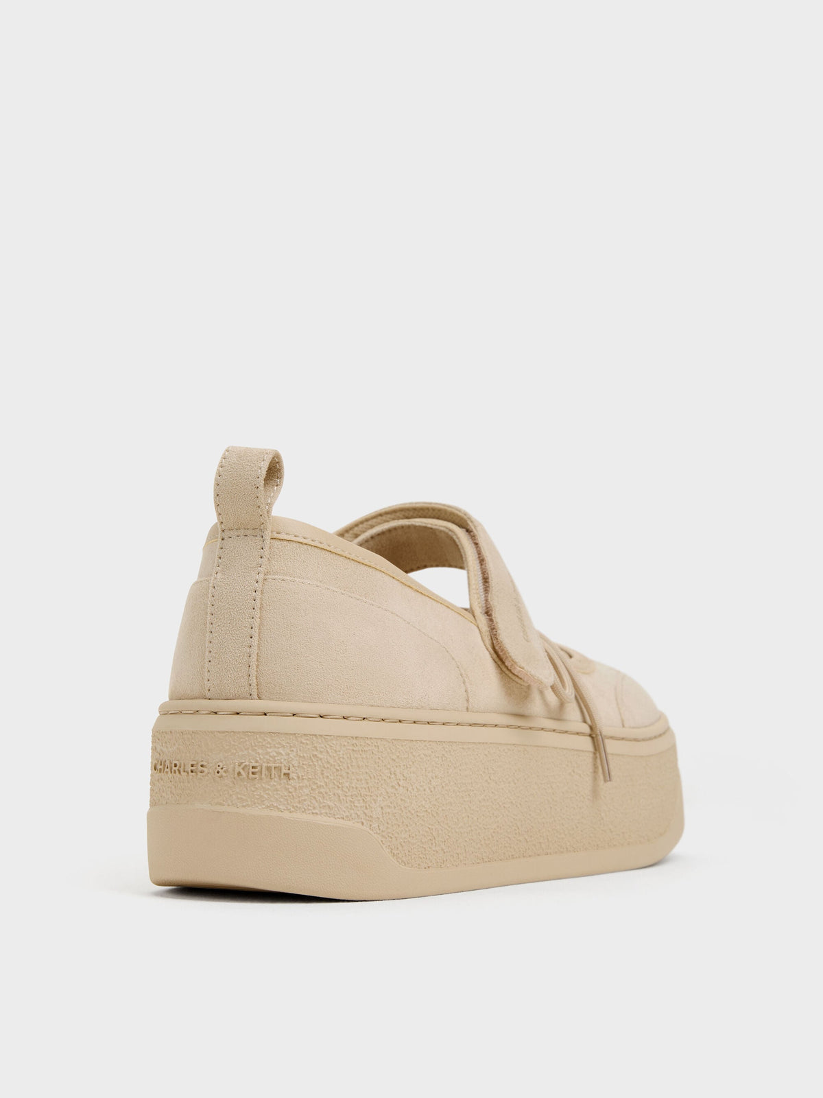 CHARLES & KEITH Sale | Faux Suede Mary Jane Platform Sneakers - Beige
