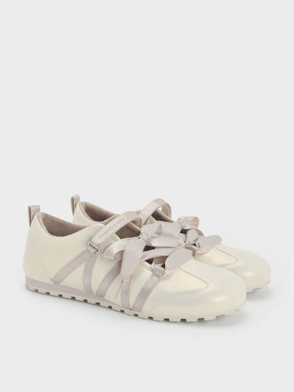 CHARLES & KEITH Everyday | Silko Pearlescent Ballet Sneakers - Chalk