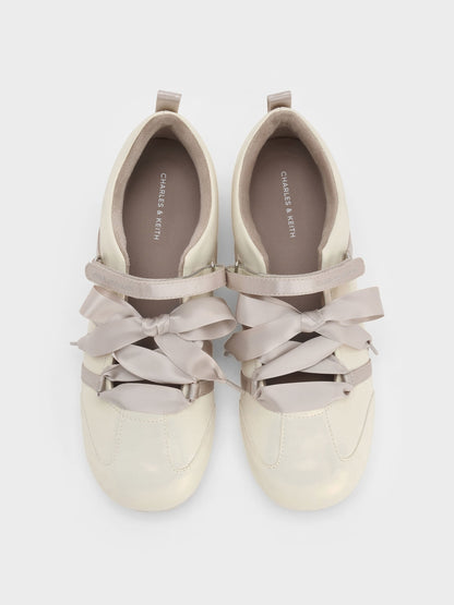 CHARLES & KEITH Everyday | Silko Pearlescent Ballet Sneakers - Chalk